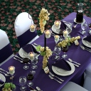 Our Tuscan inspired table, with deep purples and light greens.